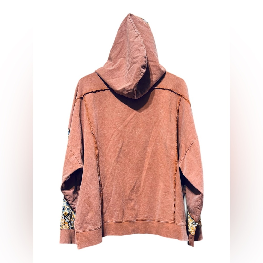 Easel Washed Patchwork Hoodie Boho Pullover Size … - image 3